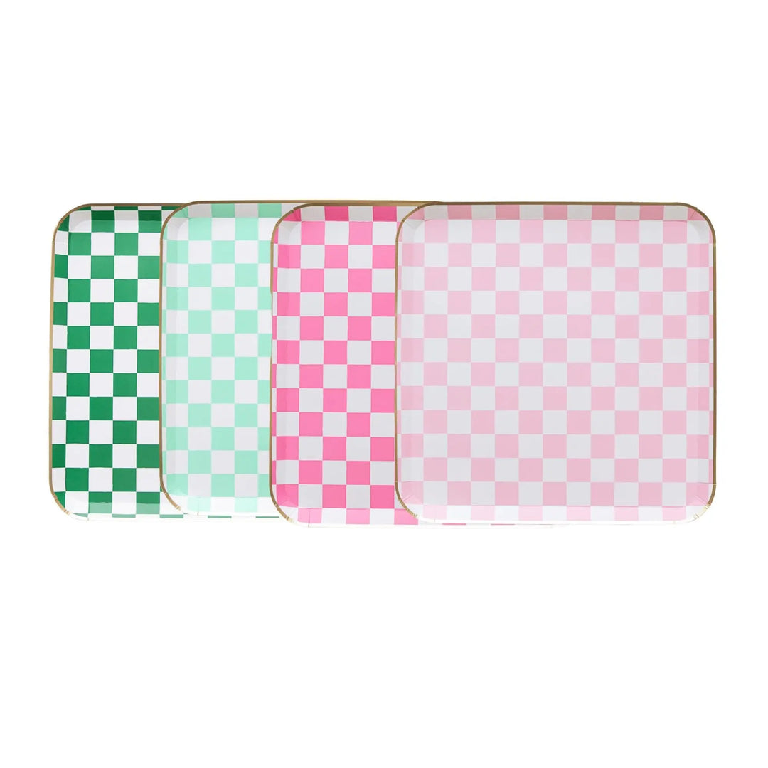 Harry Potter Honeydukes Checker Plates - Pink & Green Wizard Party Tableware - Hogsmeade Candy Shop Birthday Plates - Set of 8 - Jolie Fete UK