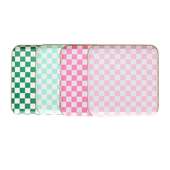 Harry Potter Honeydukes Checker Plates - Pink & Green Wizard Party Tableware - Hogsmeade Candy Shop Birthday Plates - Set of 8 - Jolie Fete UK
