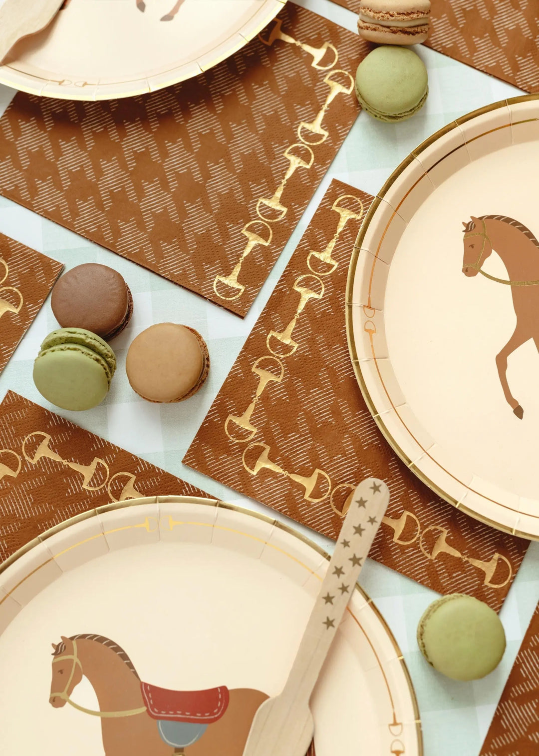 Brown Paper Napkins - Horse Party Brown & Gold Napkins - Birthday Party Decor - Disposable Tableware - Western Party - Farm Party-Pack Of 12 - Jolie Fete UK