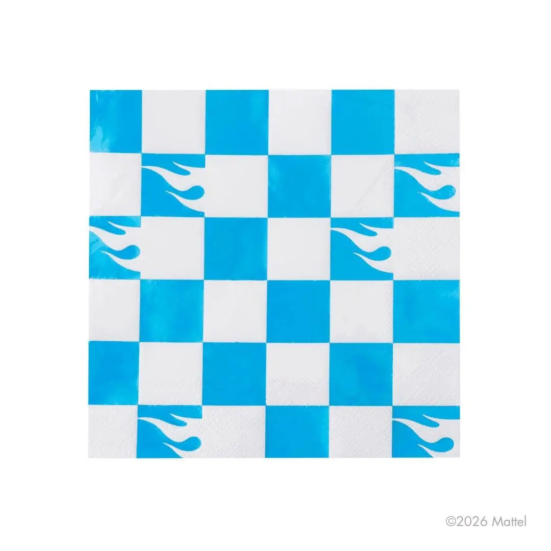 Hot Wheels Blue Checker Napkins - Race Car Birthday Party Napkins - Boys Racing Party - Blue & White Large Napkins - Tableware - Pack of 20 - Jolie Fete UK
