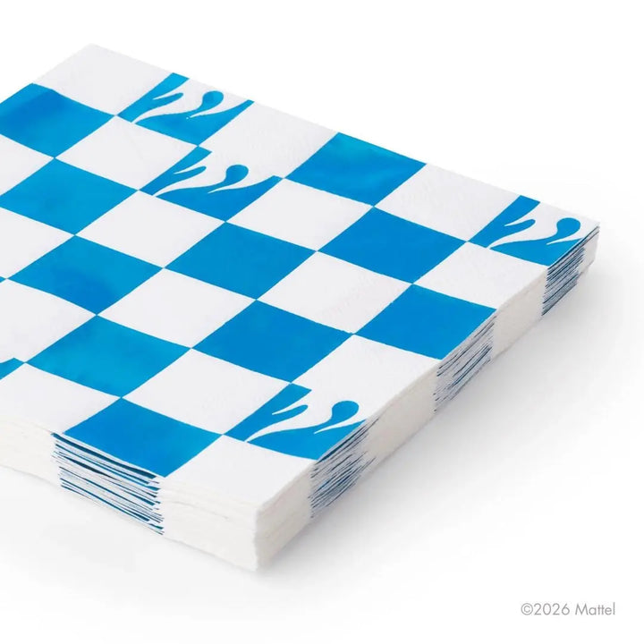 Hot Wheels Blue Checker Napkins - Race Car Birthday Party Napkins - Boys Racing Party - Blue & White Large Napkins - Tableware - Pack of 20 - Jolie Fete UK