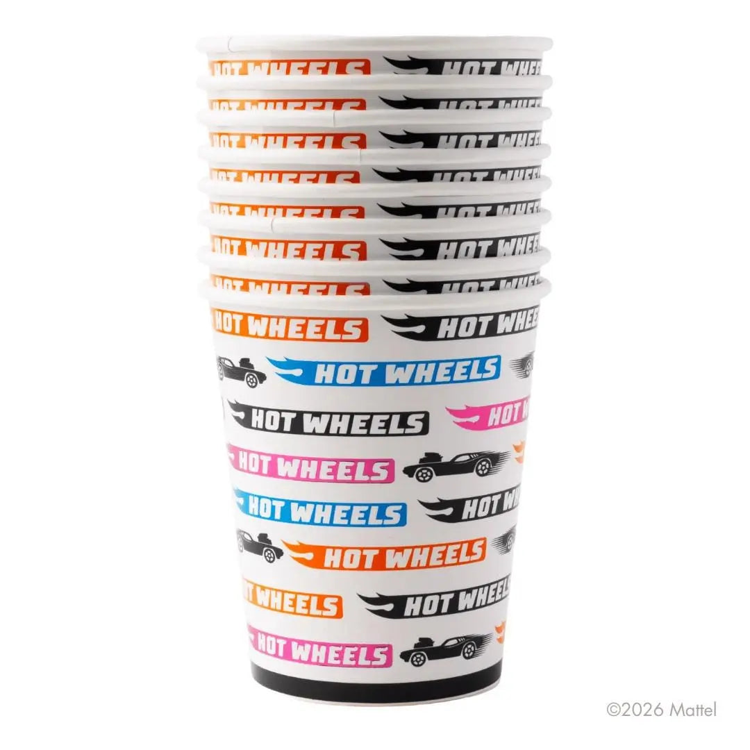 Hot Wheels Party Cups - Official Race Car Birthday Party Supplies - Monster Truck Themed Paper Cups - Kids Birthday Decorations - Pack of 8 - Jolie Fete UK