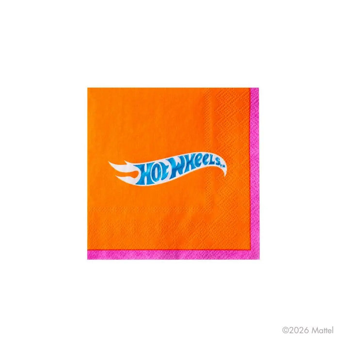 Hot Wheels Napkins - Orange Race Car Party Small Napkins - Officially Licensed - Boys Birthday Tableware - Racing Theme - Pack of 20 - Jolie Fete UK