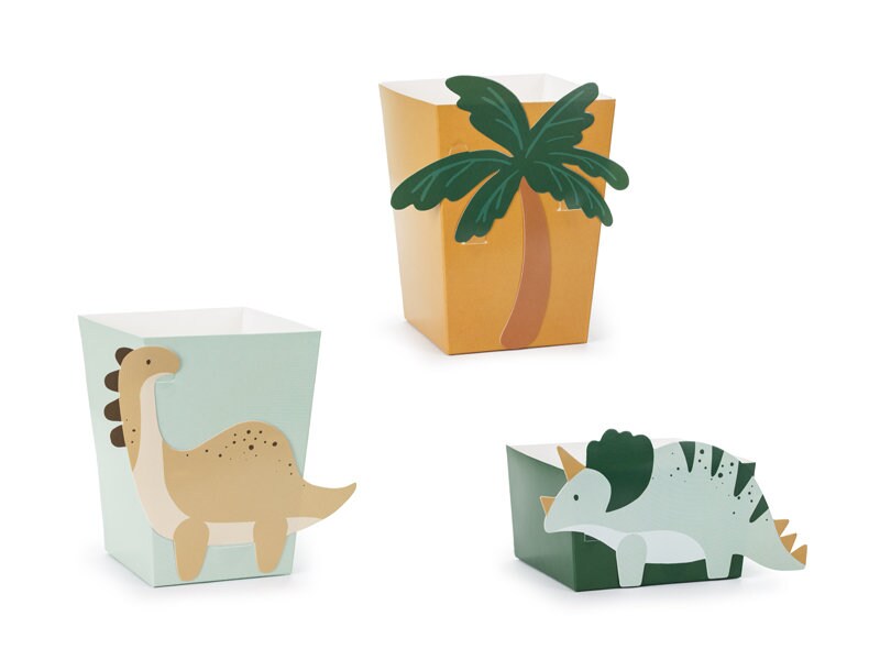 Dinosaurs Party Snack Boxes - Animal Party Popcorn Boxes - Kids Jurassic Dino Party Supplies - Cute Dinosaurs-Dinosaur Theme Party-Pack Of 6 - Jolie Fete