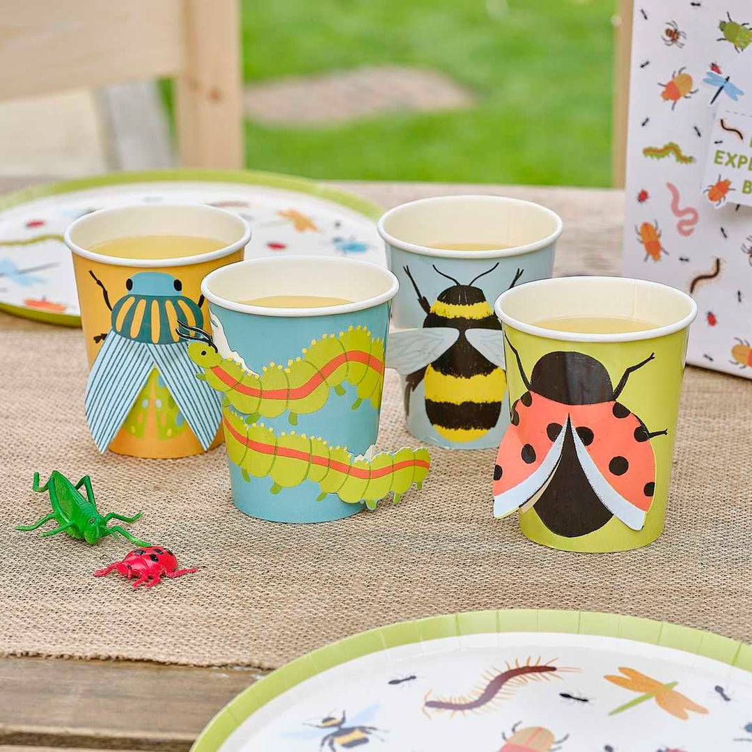 Bug Party Pop Out 3D Paper Cups - Bugging Out - Ginger Ray - Pack Of 8 - Jolie Fete UK
