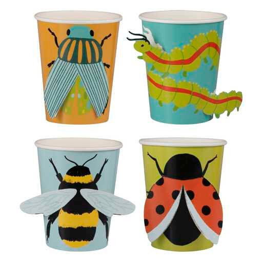 Bug Party Pop Out 3D Paper Cups - Bugging Out - Ginger Ray - Pack Of 8 - Jolie Fete UK