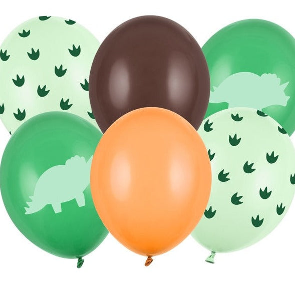 Dinosaur Balloon Bundle - Animal Party Latex Balloons - Kids Jurassic Dino Party Supplies - Cute Dinosaurs - Dinosaur Theme - Pack Of 6 - Jolie Fete