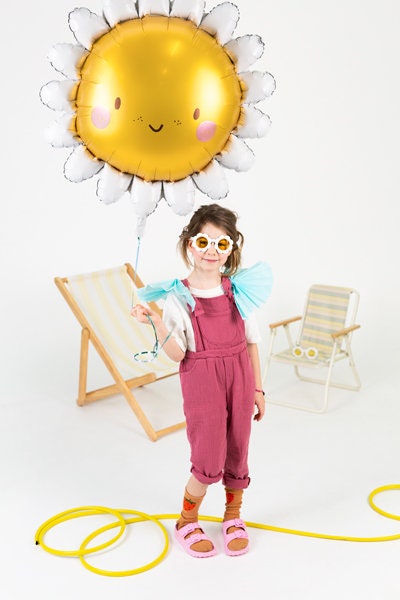 Smiling Sunshine Foil Balloon - Party Decoration Balloon - Sunflower Balloon - Nature Garden Kids Birthday Party - Helium Or Air Balloon - Jolie Fete