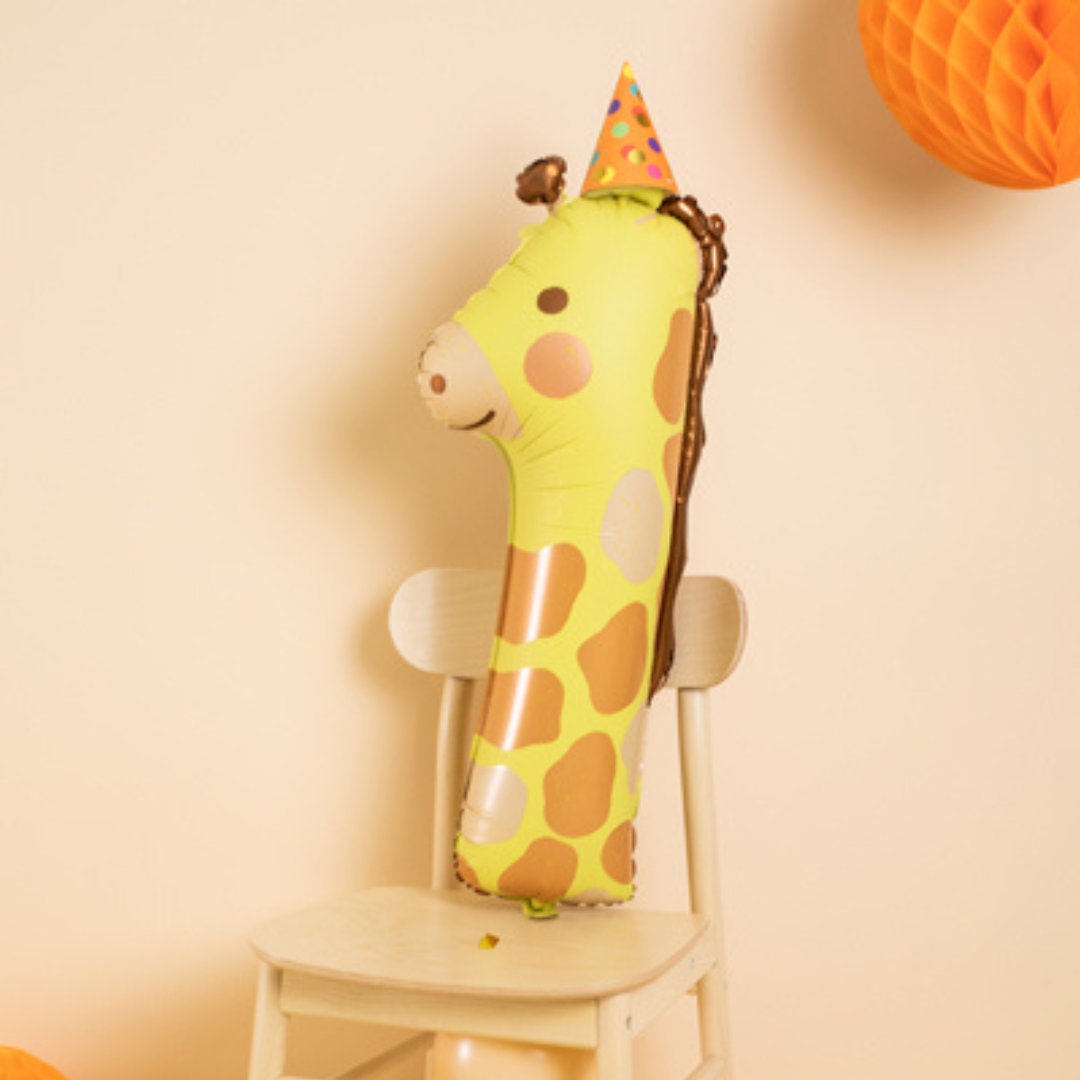 Giraffe Foil Balloon Number 1 - Safari Animal 1st Birthday Balloon Decoration - Animal Party Number Balloon - Helium Or Air Balloon - Jolie Fete