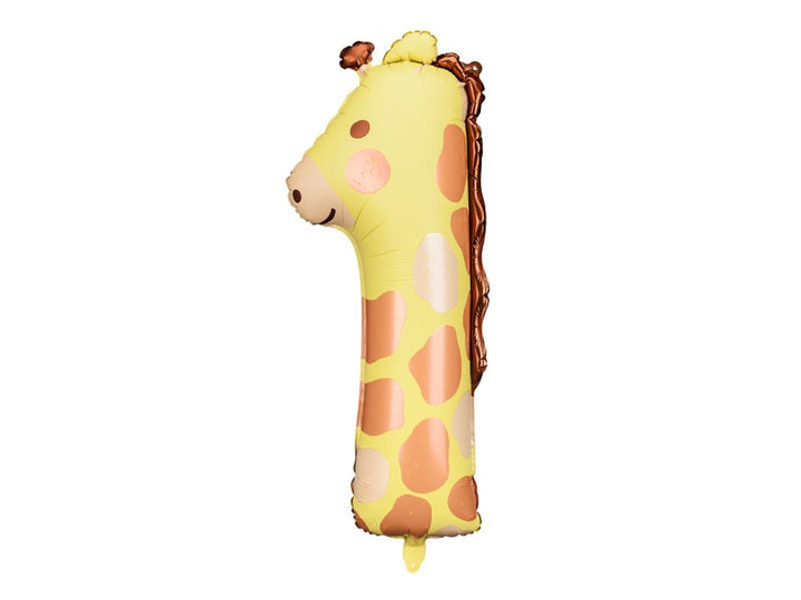 Giraffe Foil Balloon Number 1 - Safari Animal 1st Birthday Balloon Decoration - Animal Party Number Balloon - Helium Or Air Balloon - Jolie Fete