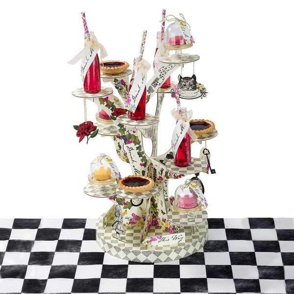 Alice in Wonderland Cake Stand - Mad Hatter's Tea Party - Birthday Party Tableware Centrepiece - Tree Shaped Tea Party Cake Stand - Jolie Fete UK