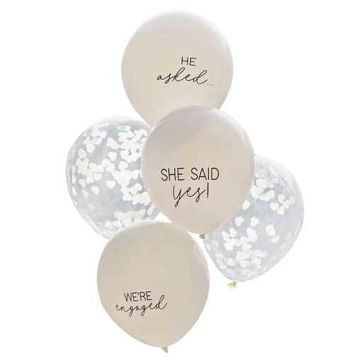 Engagement Balloons - Engagement Party Decorations - Engagement Party Balloons - She Said Yes Balloons - Confetti Balloons - Pack Of 5 - Jolie Fete UK