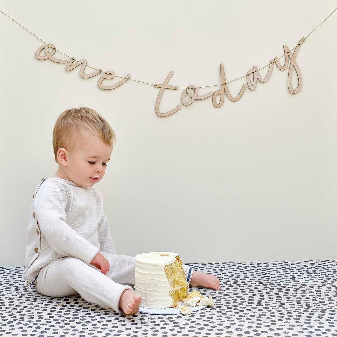 One Today Wooden 1st Birthday Party Bunting - One Today Garland - First Birthday Decorations - 1st Birthday Decorations - Birthday Backdrop - Jolie Fete UK