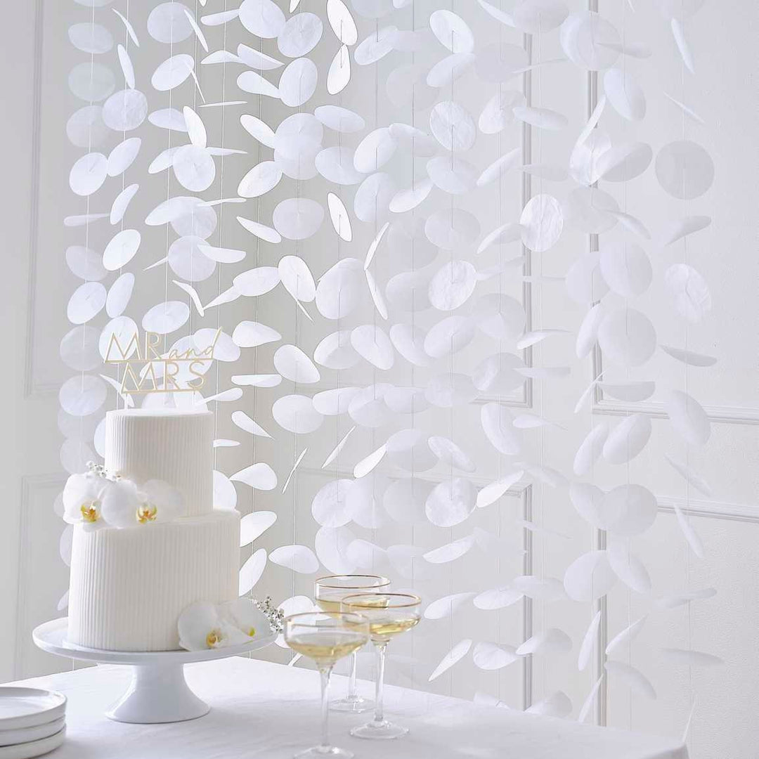 White Paper Wedding Backdrop - White Hanging Backdrop Decoration - White Wedding - Modern Luxe Wedding Supplies - White Party Decorations - Jolie Fete UK