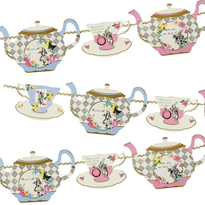 Alice in Wonderland Teapot Bunting - Mad Hatter's Tea Party - Birthday Party Garland - Wedding Decor - Afternoon Tea Party Decorations - Jolie Fete UK