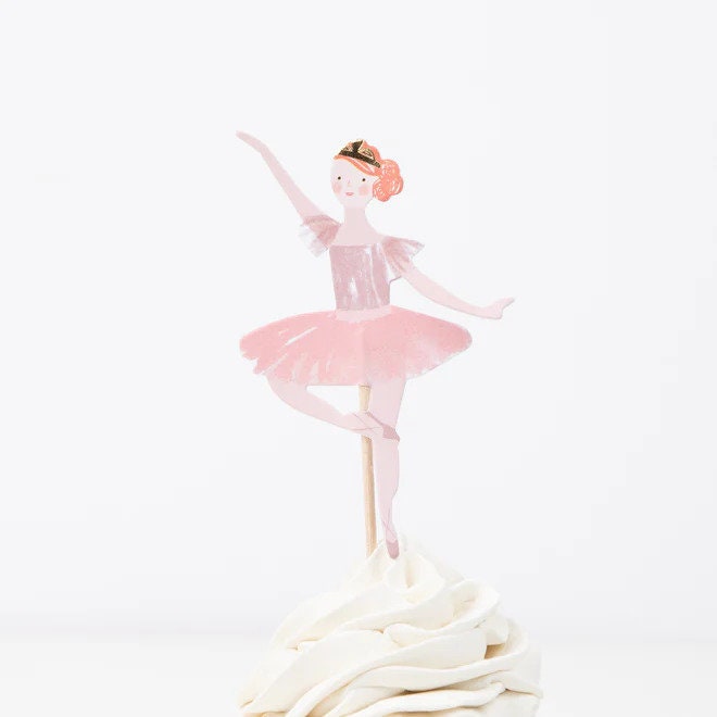 Ballerina Party Cupcake Toppers - Kids Ballet Dancer Cake Decorations & Cases - Children's Birthday - Ballerina Party Supplies - Pack Of 24 - Jolie Fete UK