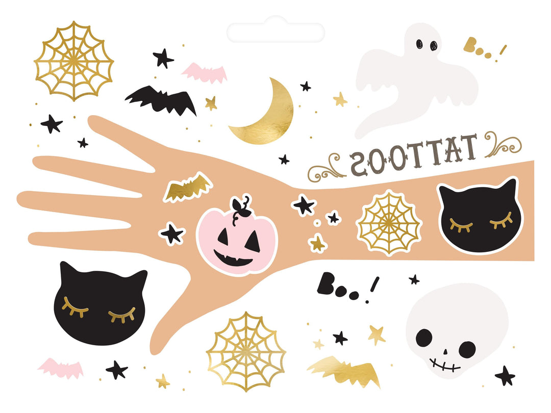 Halloween Temporary Tattoos - Kids Halloween Tattoos - Kids Halloween Party - Cute Halloween - Halloween Dress Up - Skull Tattoo - Pumpkin - Jolie Fete UK