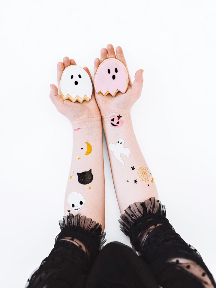 Halloween Temporary Tattoos - Kids Halloween Tattoos - Kids Halloween Party - Cute Halloween - Halloween Dress Up - Skull Tattoo - Pumpkin - Jolie Fete UK