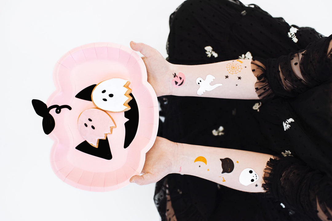 Halloween Temporary Tattoos - Kids Halloween Tattoos - Kids Halloween Party - Cute Halloween - Halloween Dress Up - Skull Tattoo - Pumpkin - Jolie Fete UK