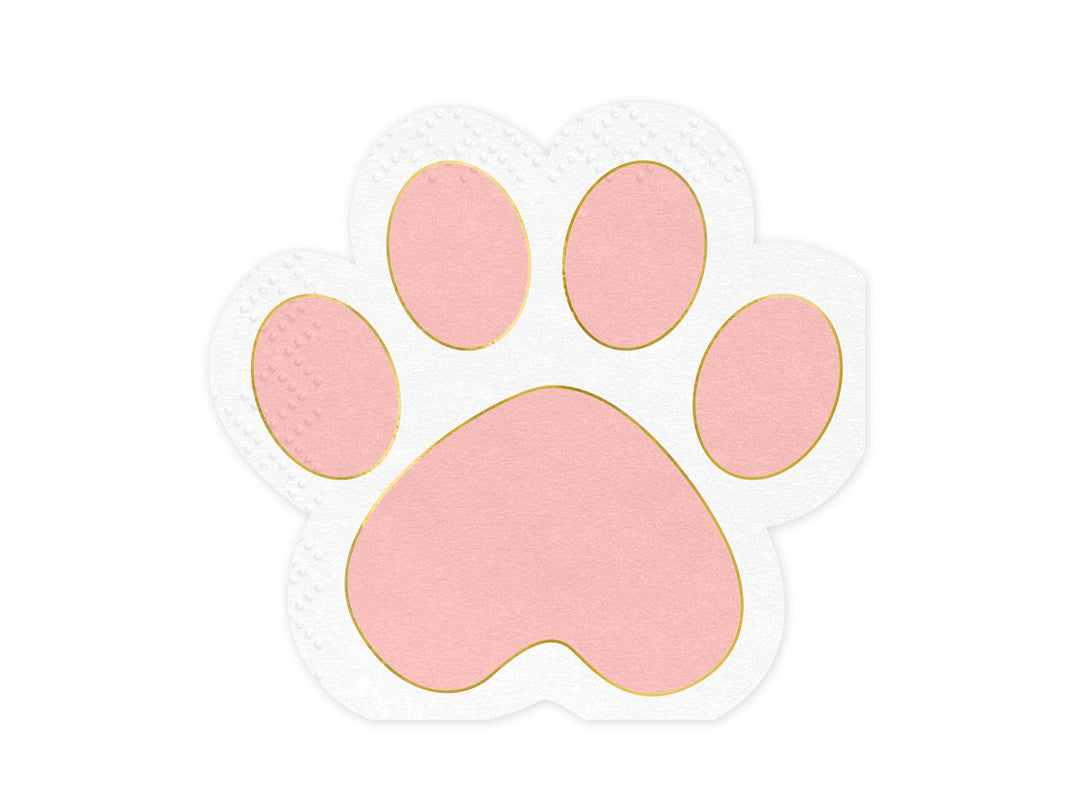 Cat Paw Print Napkins - Pink and White Cat Paper Napkins - Meow Party - Birthday Party Tableware - Pack of 12 - Jolie Fete UK