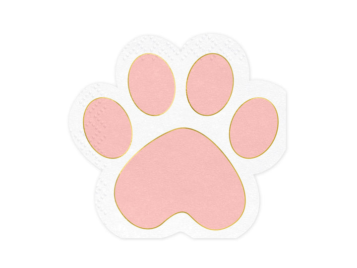 Cat Paw Print Napkins - Pink and White Cat Paper Napkins - Meow Party - Birthday Party Tableware - Pack of 12 - Jolie Fete UK