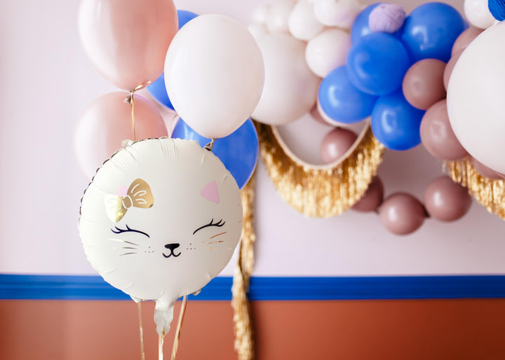 Cat Balloon - Cat Face Foil Balloon - Kitten Party Balloons - Meow Party - Cute Kitty Cat Helium Balloon - Pink & Gold Balloon - Jolie Fete UK