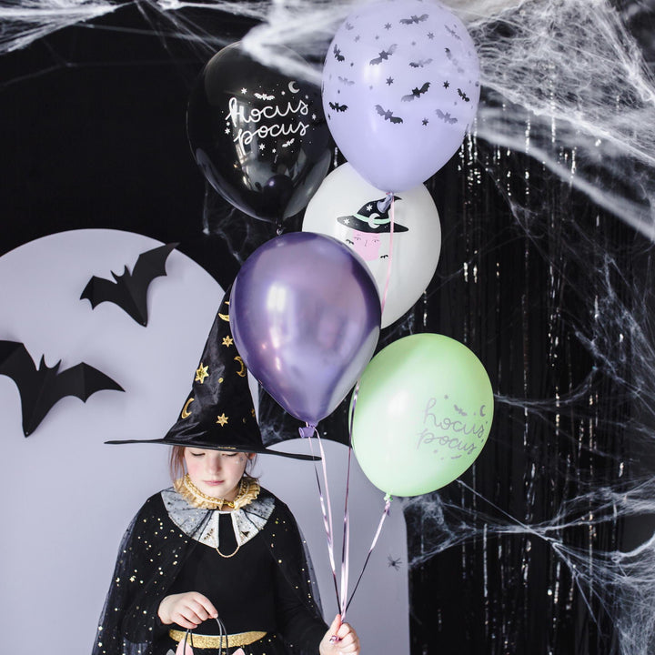 Halloween Balloon Bundle - Bat And Witch Balloons -Hocus Pocus-Halloween Party Balloons-Halloween Decorations-Halloween Kids Party-Pack Of 6 - Jolie Fete UK