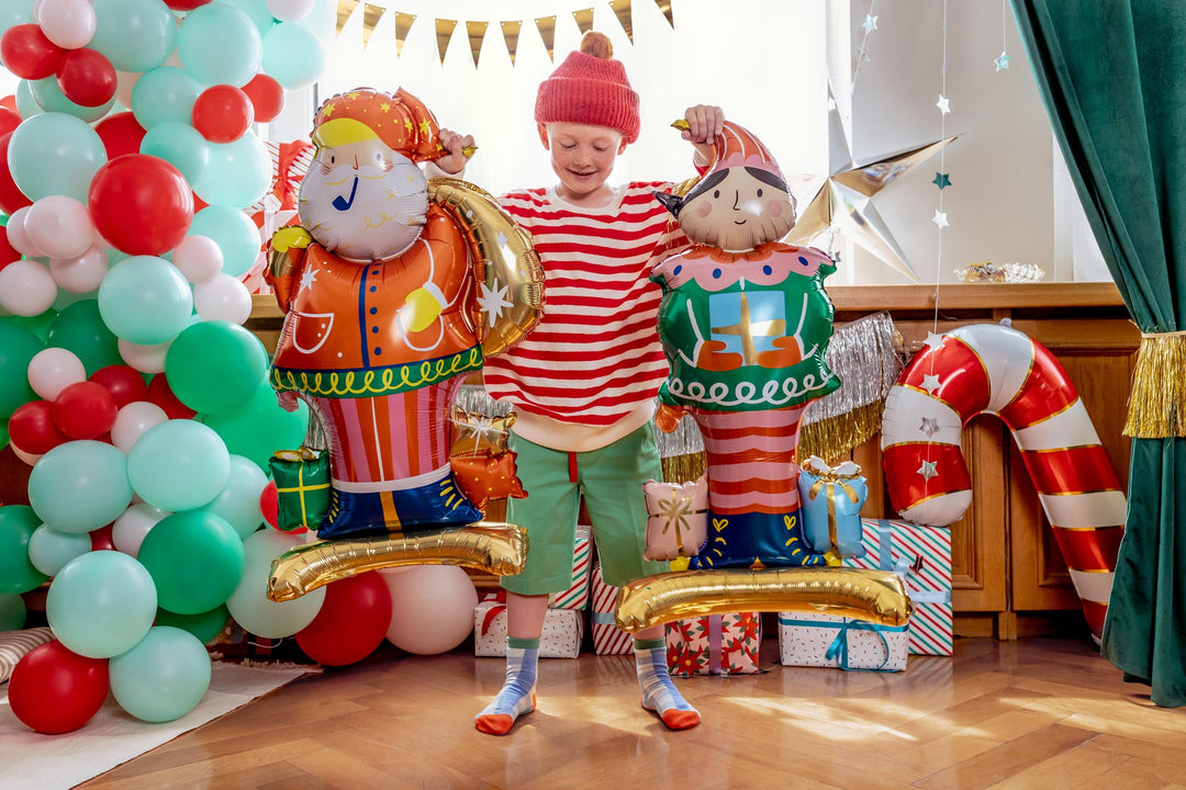 Santa Balloon - Large Standing Father Christmas Balloon - 3D Standing Santa Foil Balloon - Christmas Party Balloon - Kids Christmas Balloon - Jolie Fete UK