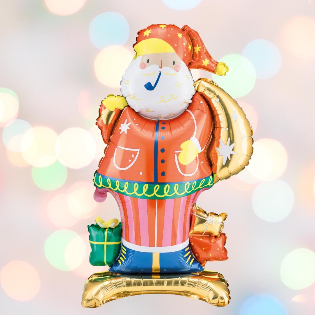 Santa Balloon - Large Standing Father Christmas Balloon - 3D Standing Santa Foil Balloon - Christmas Party Balloon - Kids Christmas Balloon - Jolie Fete UK