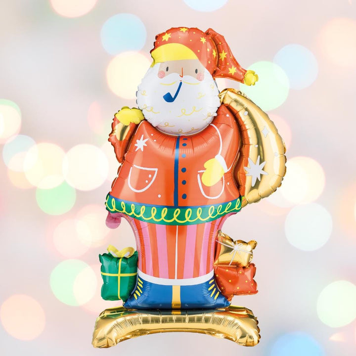 Santa Balloon - Large Standing Father Christmas Balloon - 3D Standing Santa Foil Balloon - Christmas Party Balloon - Kids Christmas Balloon - Jolie Fete UK