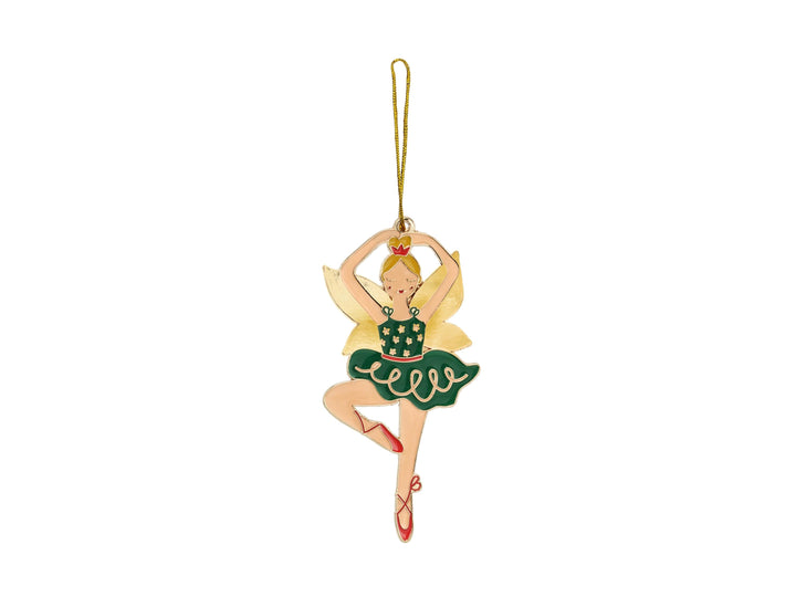 Metal Christmas Ballerina Decoration - Metal Hanging Ballerina Ornament - Green Ballerina Decoration - Xmas Tree -Individual Tree Decoration - Jolie Fete UK