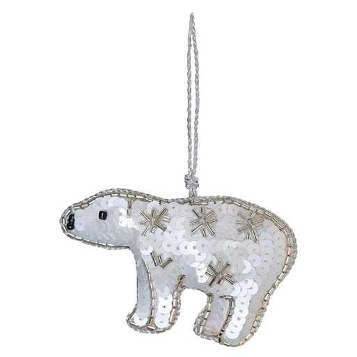 Polar Bear Christmas Tree Hanging Decoration - Embellished Polar Bear Christmas Tree Decoration - Nordic Individual Tree Decor-Holiday Decor - Jolie Fete UK