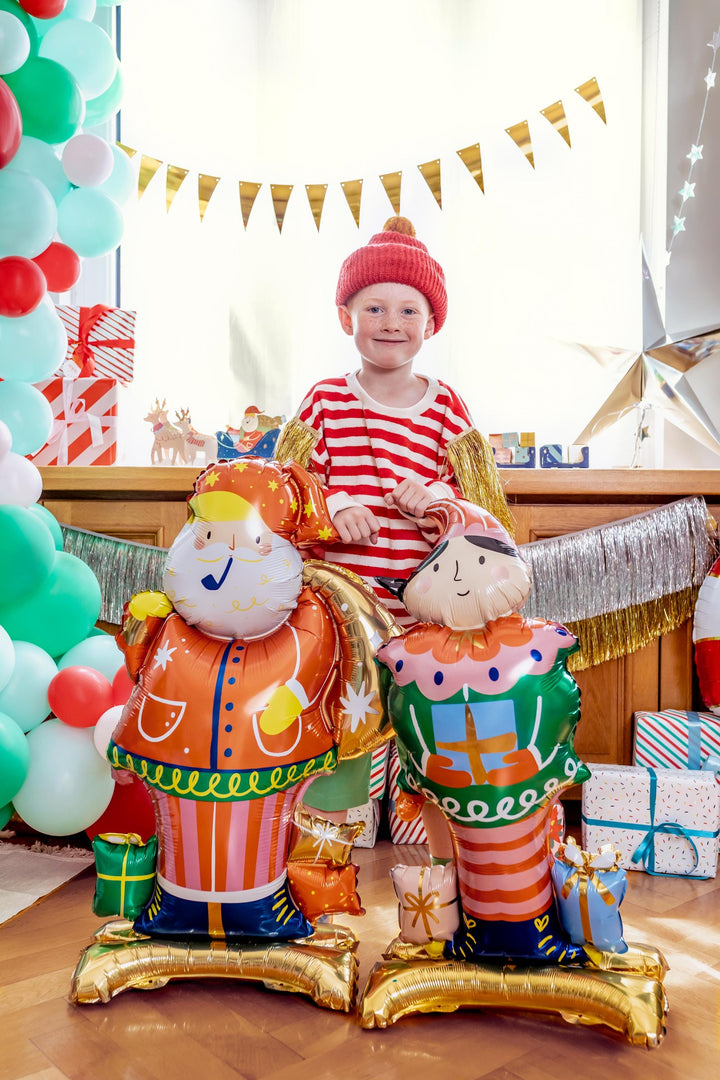 Santa Balloon - Large Standing Father Christmas Balloon - 3D Standing Santa Foil Balloon - Christmas Party Balloon - Kids Christmas Balloon - Jolie Fete UK