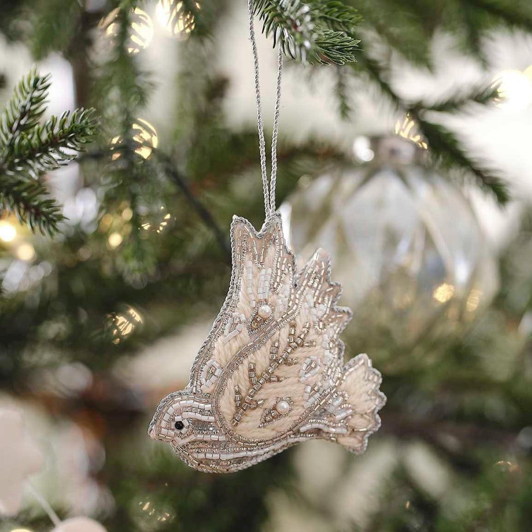 Turtle Dove Christmas Tree Hanging Decoration - Embellished Christmas Tree Decoration - Individual Tree Decor-Holiday Decor - Jolie Fete UK