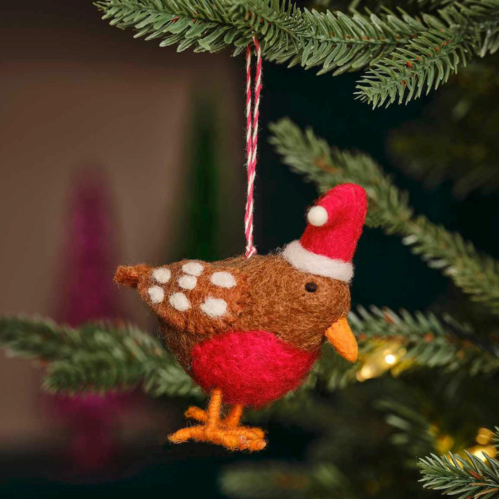 Felt Festive Robin Christmas Tree Decoration - Red Robin - Merry Christmas Decor - Christmas Decorations - Holiday Decor - Jolie Fete UK