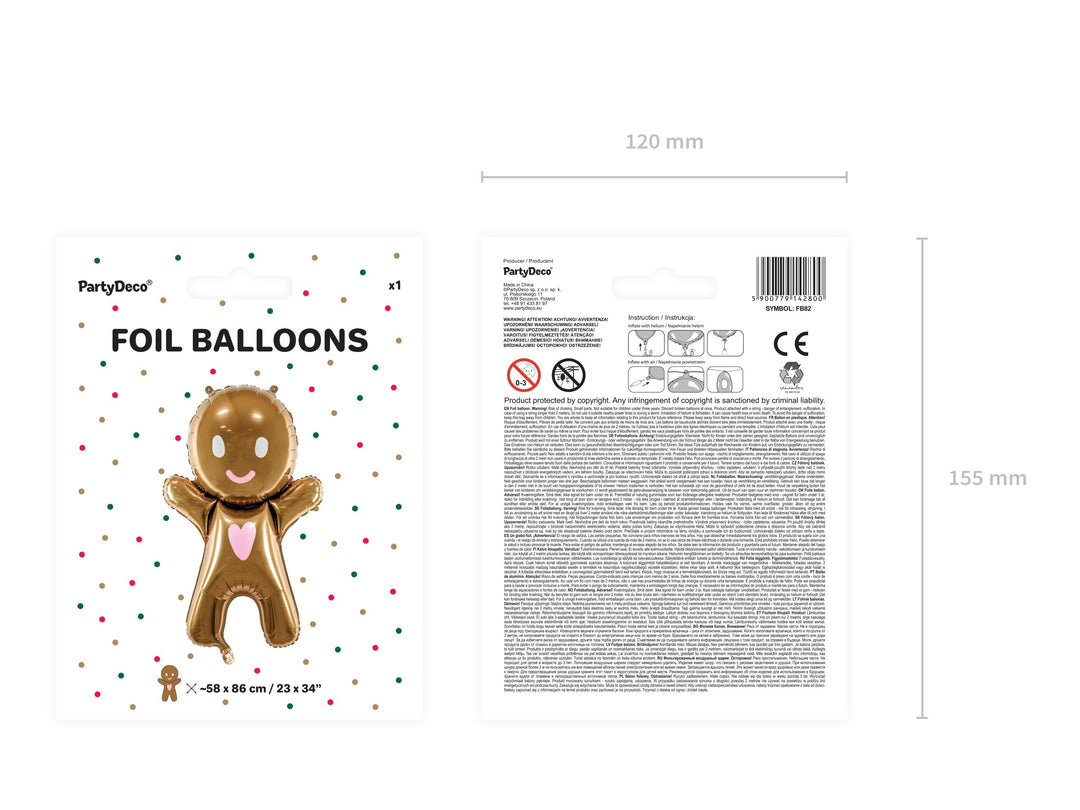 Gingerbread Man Balloon - Gingerbread Man Christmas Balloon - Kids Christmas Balloon - Candy Party Balloon - Christmas Party Balloon - Jolie Fete UK