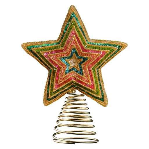 Multicoloured Christmas Tree Star Topper - Embellished Sequin Star Christmas Tree Topper - Christmas Tree Decorations - Holiday Decor - Jolie Fete UK