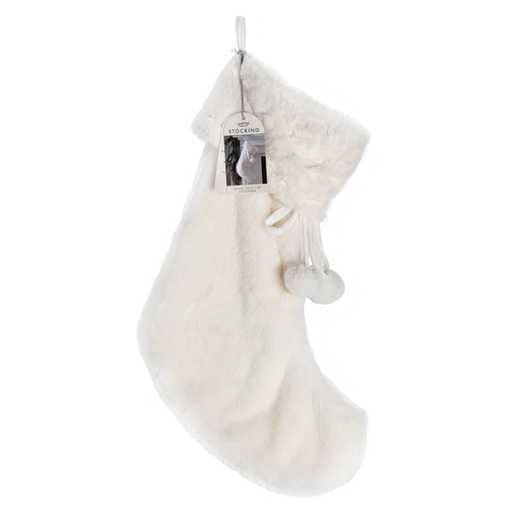 Cream Faux Fur Christmas Stocking - Cream Christmas Decoration - Nordic Christmas Decorations - Holiday Decor - Jolie Fete UK