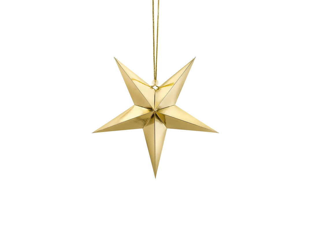 Gold Paper Stars - Gold Christmas Hanging Decorations - 3 Size Options - New Year's Eve - Baby Shower Decorations - Birthday Party Decor - Jolie Fete UK