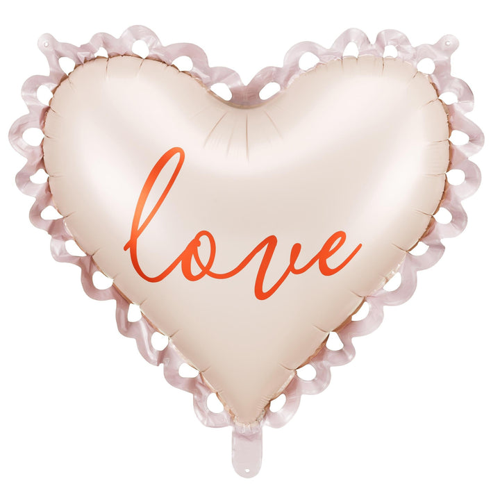 Valentine's Love Balloon - Large Cream & Red Heart Valentines Day Balloon - Valentines Day Decorations - Valentine's Day Party Balloons - Jolie Fete UK