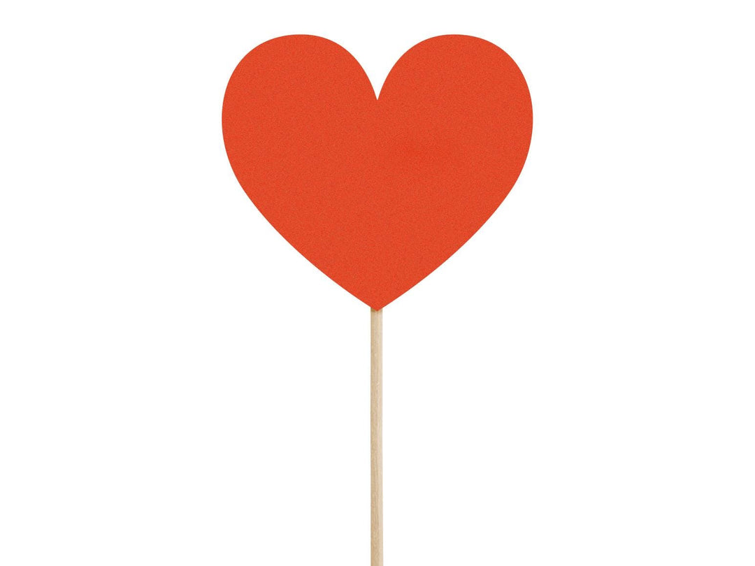 Red Heart Shaped Cake Toppers - Red Heart Cupcake Decorations - Valentine's Day Party - Valentines Decor - Hen Party Napkins - Pack of 6 - Jolie Fete UK