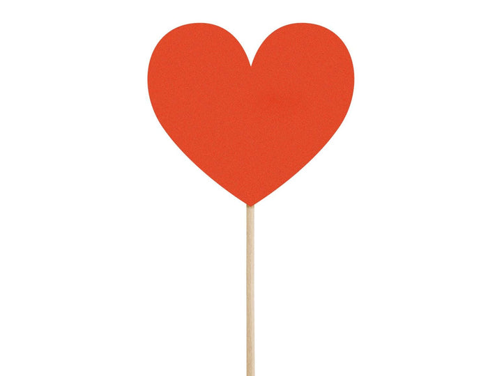 Red Heart Shaped Cake Toppers - Red Heart Cupcake Decorations - Valentine's Day Party - Valentines Decor - Hen Party Napkins - Pack of 6 - Jolie Fete UK
