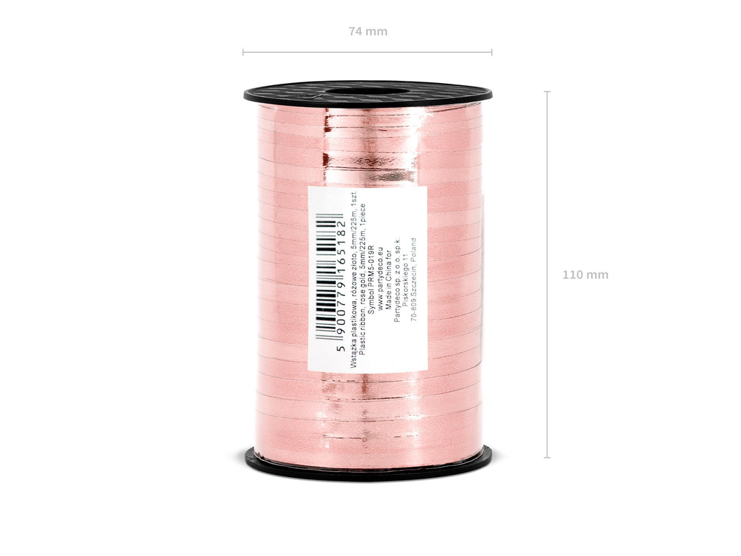 Rose Gold Ribbon - Balloon Ribbon - Curling Ribbon - Gift Wrap Ribbon - 225m - Jolie Fete UK