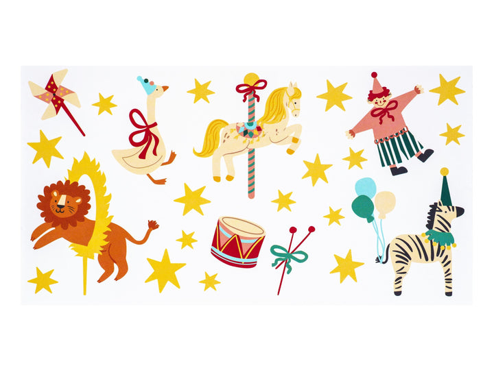 Circus Tattoos - Circus Party Temporary Tattoos - Party Bag Filler - Party Favors - Kids Birthday Party Supplies - Circus Animals-Pack Of 24 - Jolie Fete UK