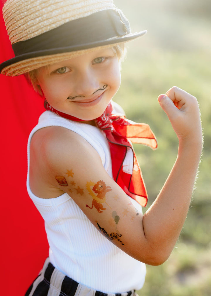 Circus Tattoos - Circus Party Temporary Tattoos - Party Bag Filler - Party Favors - Kids Birthday Party Supplies - Circus Animals-Pack Of 24 - Jolie Fete UK