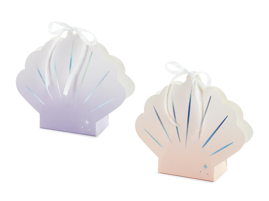 Seashell Gift Boxes - Mermaid Theme - Seashell Treat Boxes - Sweet Boxes - Iridescent Mermaid Party - Dive Into Five-Under the sea-Pack Of 4 - Jolie Fete UK