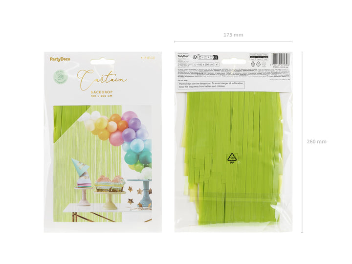 Green Party Curtain - Lime Green Party Backdrop - Kids Party - Light Green Party Decor - Pastel Party Fringe Curtain - Photo Booth Backdrop - Jolie Fete UK