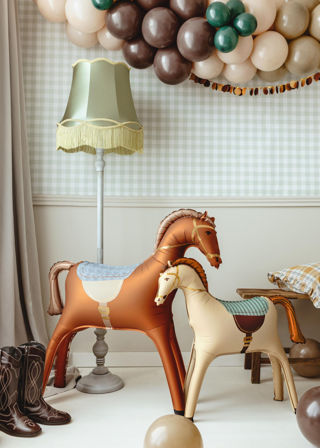 Large Standing Horse Balloon - Cream Horse Foil Balloon - Horse Party - Birthday Party Decorations - Western Party Theme - Farm Party - Jolie Fete UK