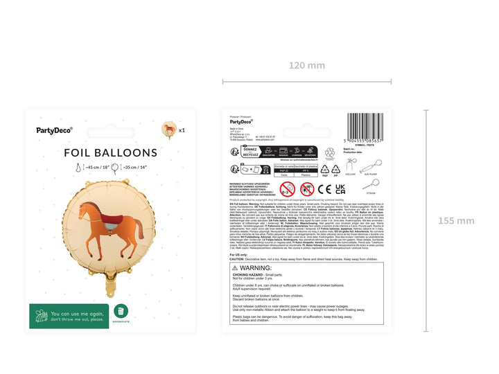 Horse Balloon - Round Cream Horse Foil Balloon - Horse Party - Birthday Party Decorations - Western Party Theme - Farm Party - Jolie Fete UK