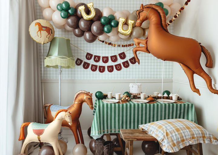 Horse Balloon - Round Cream Horse Foil Balloon - Horse Party - Birthday Party Decorations - Western Party Theme - Farm Party - Jolie Fete UK